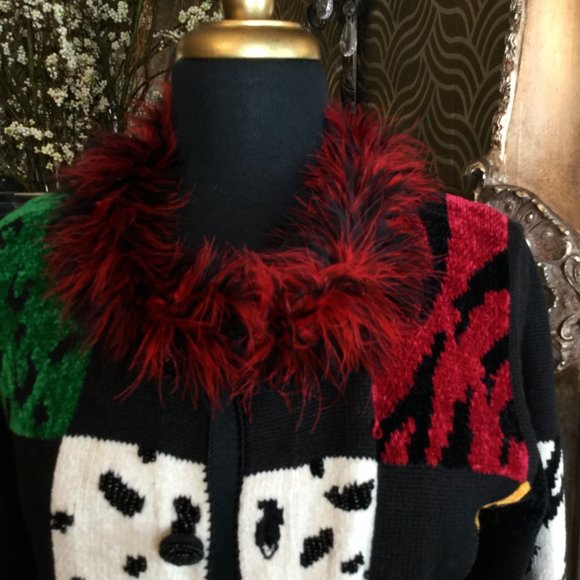 Vintage Berer black multi square print beaded jacket - Picture 3 of 7